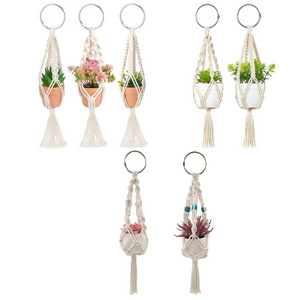 Best selling Mini Macrame Plant Hanger ,Home Decorations Boho Hanging Plant Holder for car//