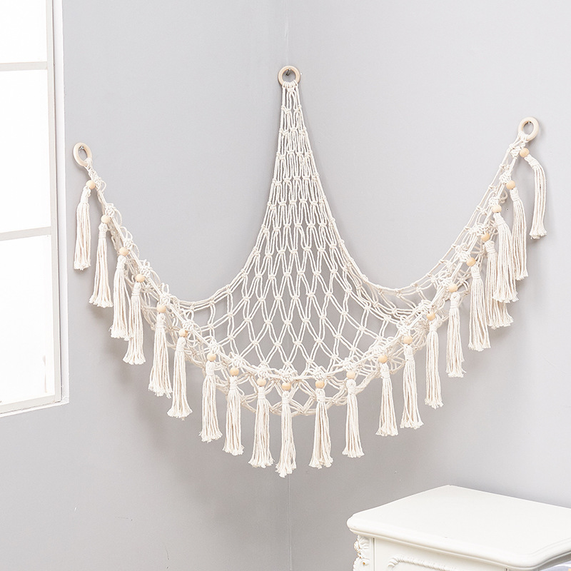 Hot Sale Handmade Cotton Corner Toy Corner Hammock Organizer Display Holder Net Macrame Stuffed Animal Toy Hammock