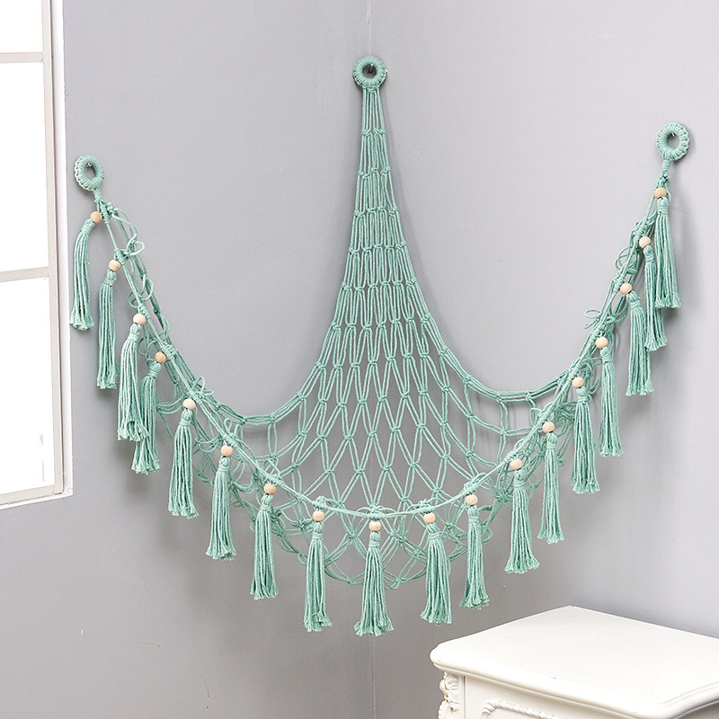 Hot Sale Handmade Cotton Corner Toy Corner Hammock Organizer Display Holder Net Macrame Stuffed Animal Toy Hammock