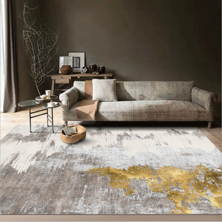 Turkey Machine Made Luxury Grey And Golden printed living room home decorative rugs Carpet