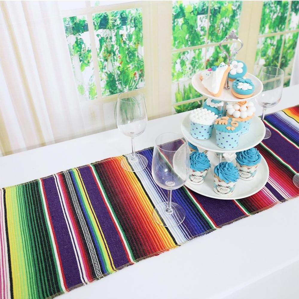 Colorful Outdoor Wedding Party Cotton Fringe Mexican Table Runner Macrame Table Runner