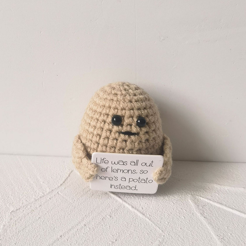 Stuffed Craft Emotional Support Potato Birthday positive energy potato doll crochet kit with Encourage Words //