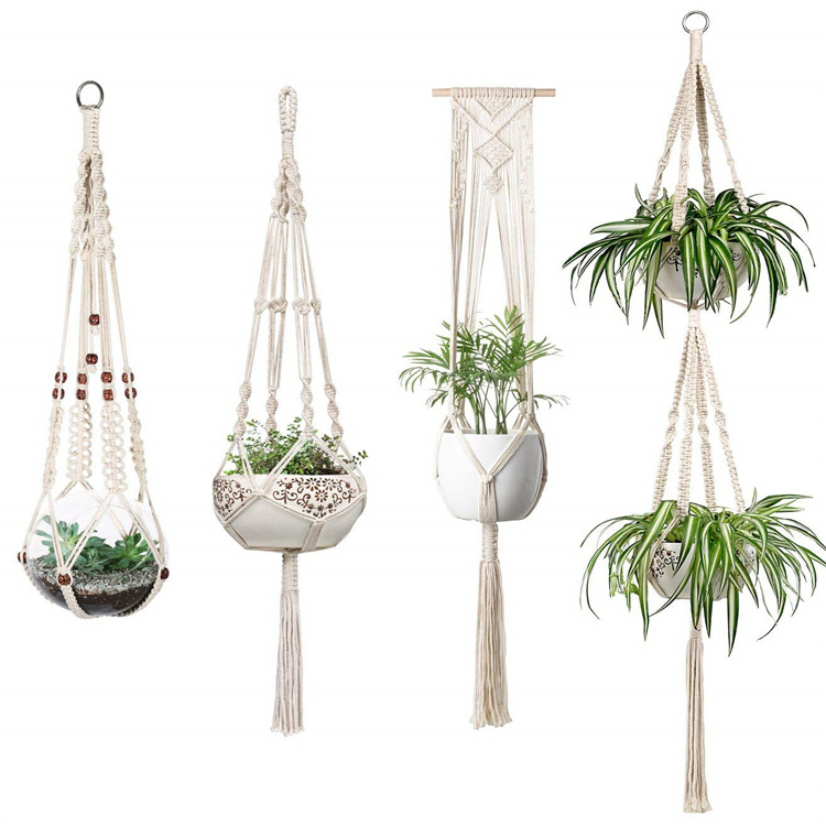 Made in China handmade cotton macrame plant hanger Indoor & outdoor plant hanger home decor