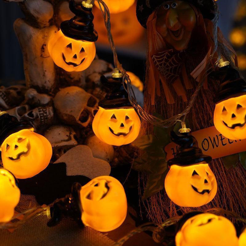 Indoor Outdoor Home Decor 8 Lights Halloween Pumpkin Bat Ghost Decoration Lights