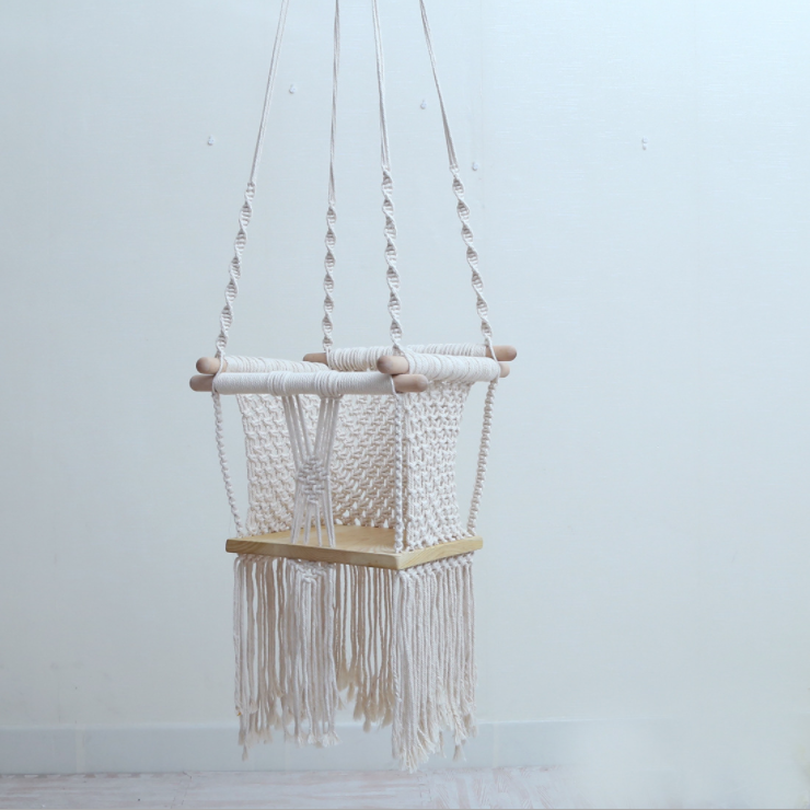 Boho Patio swing  chair outdoor wooden  macrame baby swing