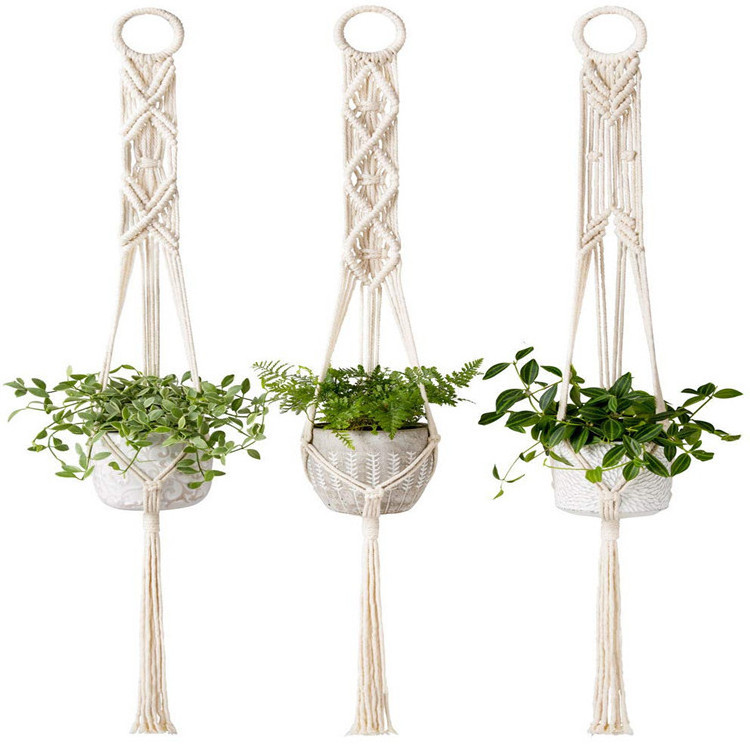 Indoor Macrame Pot Cotton Plant Hanger For Home Garden Decoration,Macram Plant Hanger Manufacturer