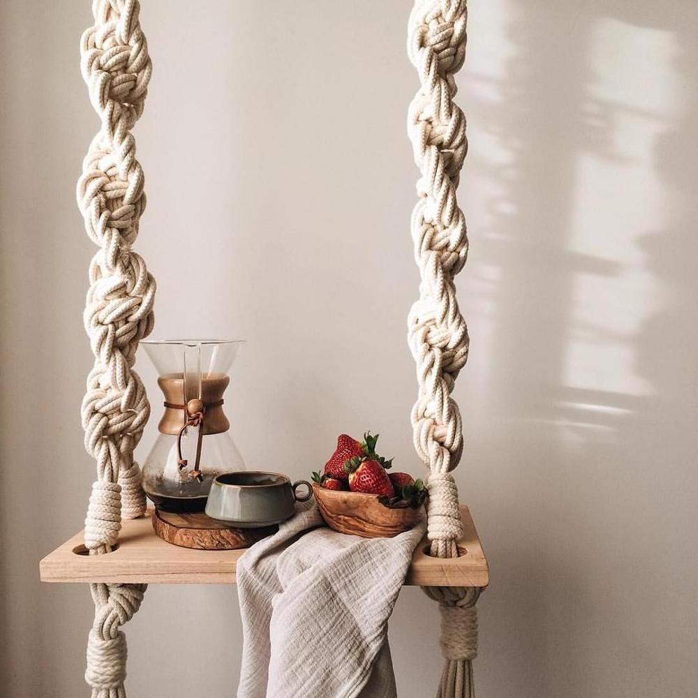 Baby Hanging Cradle Macrame Wooden Swing Chair