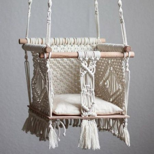 Baby Hanging Cradle Macrame Wooden Swing Chair