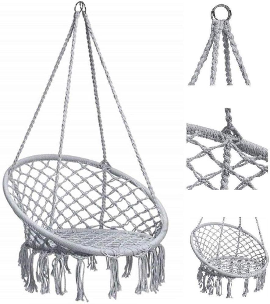 Hammock Chair Macrame Swing with Hanging Kits, Hanging Cotton Rope Swing Chair