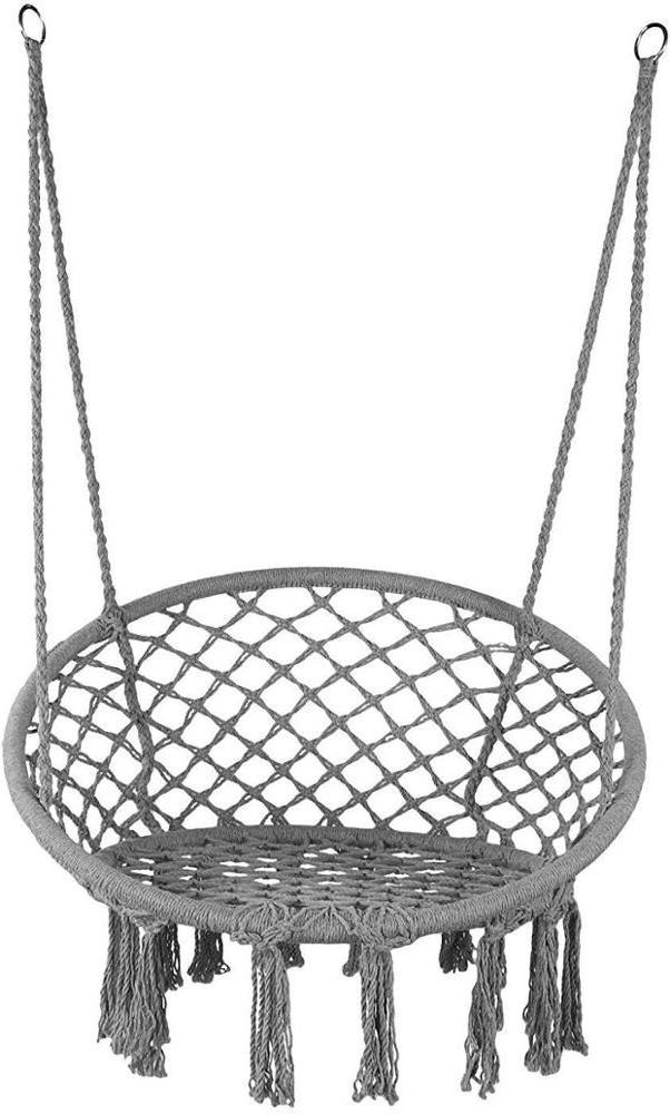 Hammock Chair Macrame Swing with Hanging Kits, Hanging Cotton Rope Swing Chair