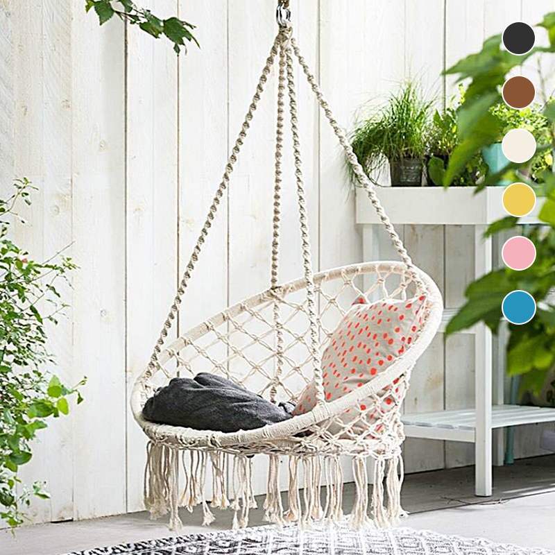 Fashionable Hammock Dormitory Round Macrame Hand Made Hanging Chair Swing For Children and Adult//