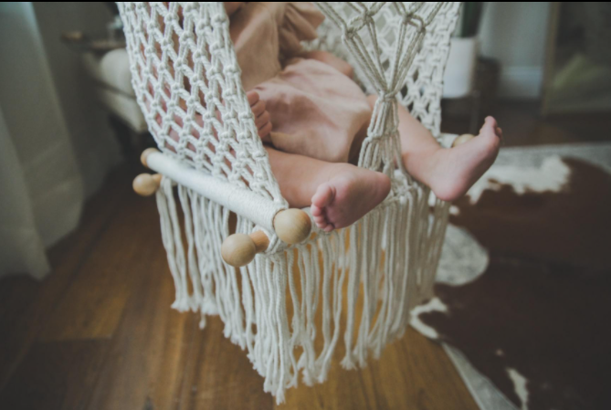 Boho Patio swing  chair outdoor wooden  macrame baby swing