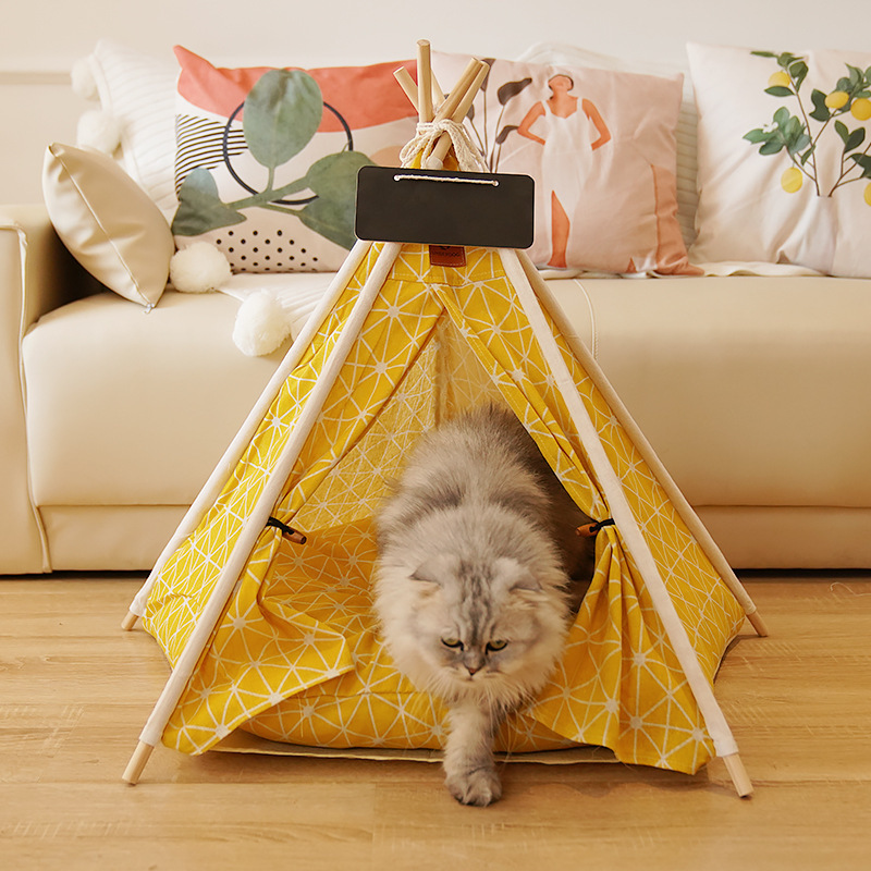 High Quality Outdoor Indoor Luxury Portable Teepee Dog Or Cat Pet Tent House with Mat Pet Tent