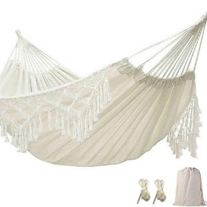 Indoor &Outdoor Boho Hammock Swing Bed with soft cotton rope