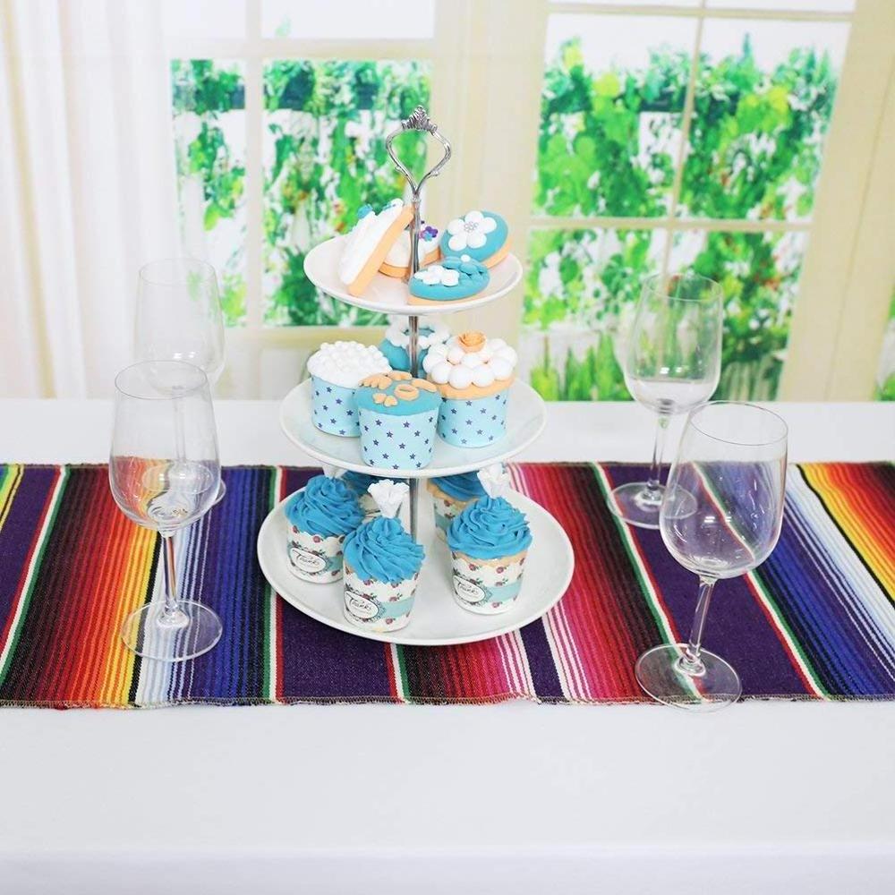 Colorful Outdoor Wedding Party Cotton Fringe Mexican Table Runner Macrame Table Runner