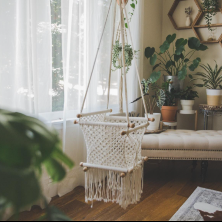 Boho Patio swing  chair outdoor wooden  macrame baby swing