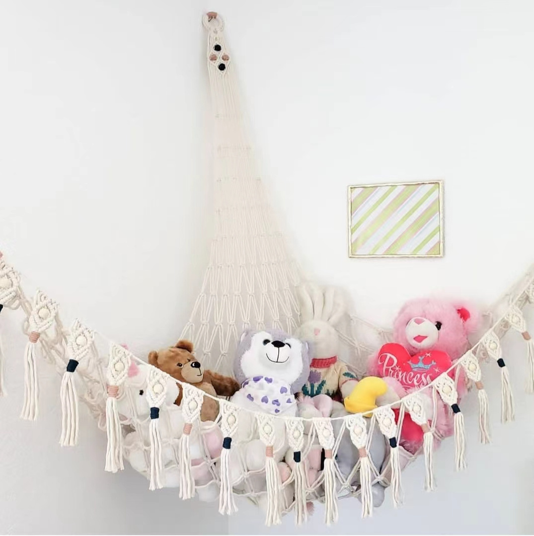 Hot Selling Custom Boho Corner Stuffed Animal Hammock Net  Macrame Toy Hammock for Stuffed Animals