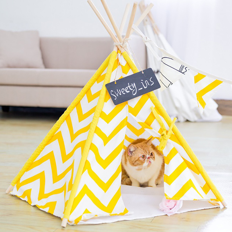 High Quality Pet Tent House Cat Bed Portable Teepee With Thick Cushion  Available For Dog Puppy