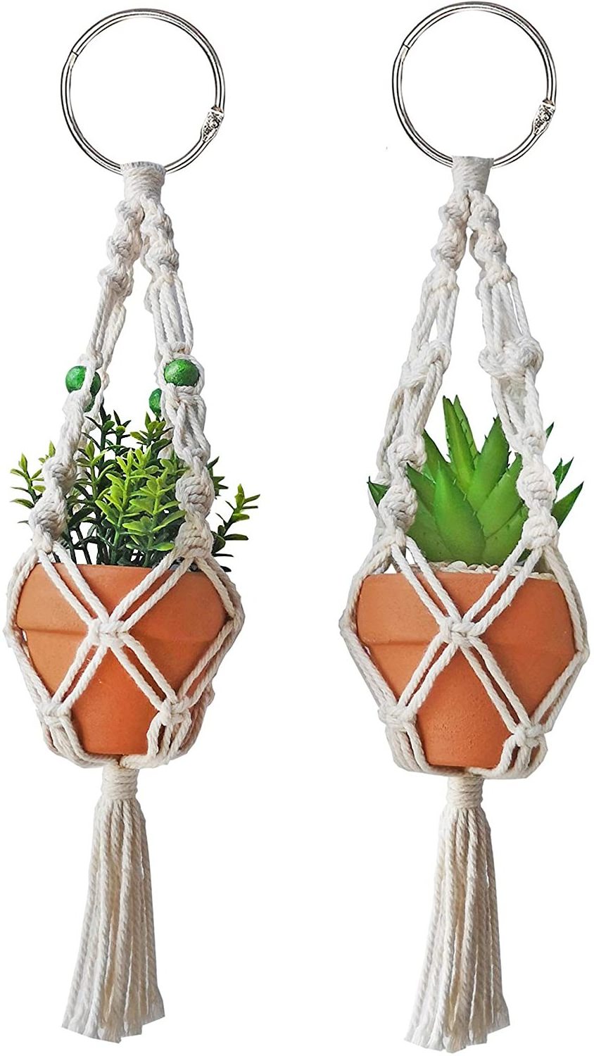 Mini Macrame Rope Hangers Home car Decorative macrame wall hanging plant decorations