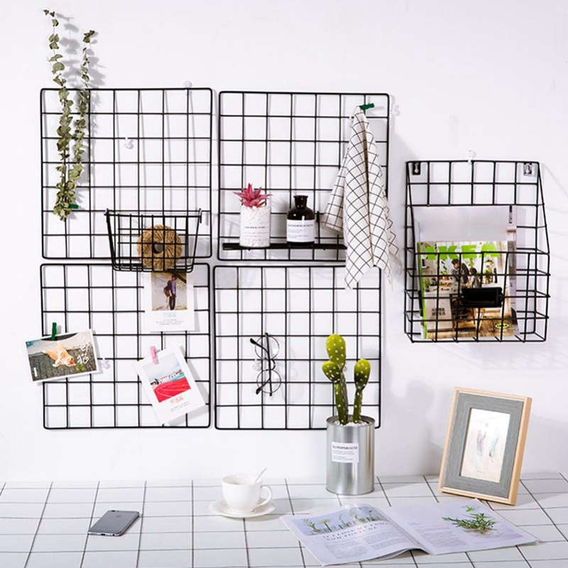 Home Decor Wall Mounted Metal Iron Grid Wall