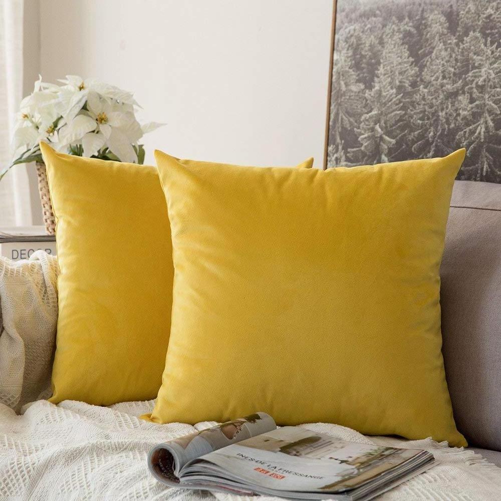 High Quality Patio Furniture Couch Solid Yellow Square Throw Pillow Cases Cushion Cover