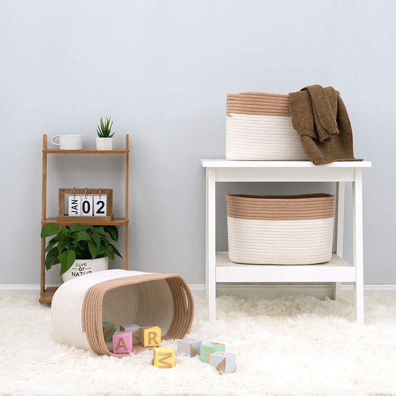 Latest Fashionable Woven Storage Jute Rope Basket Wicker Floor Basket For Blanket, Toy, Shoe, Firewood