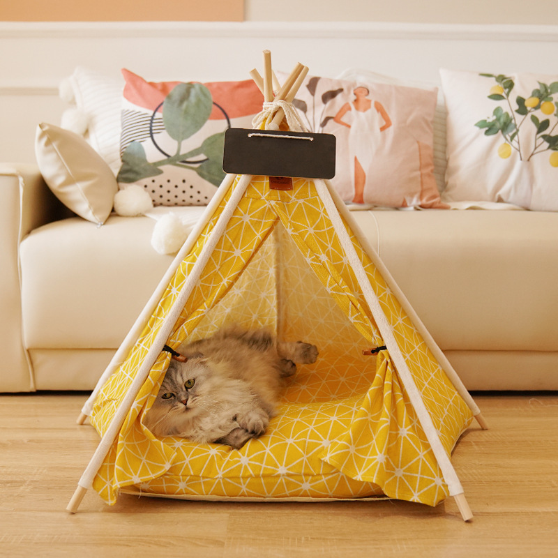 High Quality Outdoor Indoor Luxury Portable Teepee Dog Or Cat Pet Tent House with Mat Pet Tent