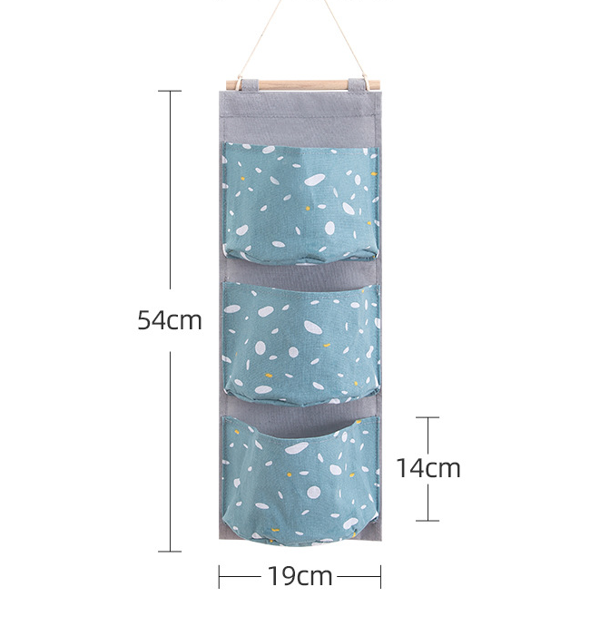 Hanging Storage Bag Wall Mounted Pockets Closet Organizer Linen Cotton Fabric Waterproof Baskets Multi Functional Shelves