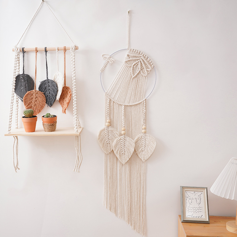 Macrame Wall Decorations Handmade Woven Cotton Rope Tapestry Aesthetic Bohemian Woven Tapestry