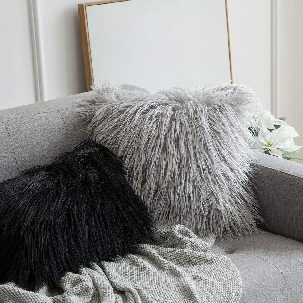 Cushion Covers Modern Luxury,Nordic Grey Long Hair Tassel Personalized Cushion Covers