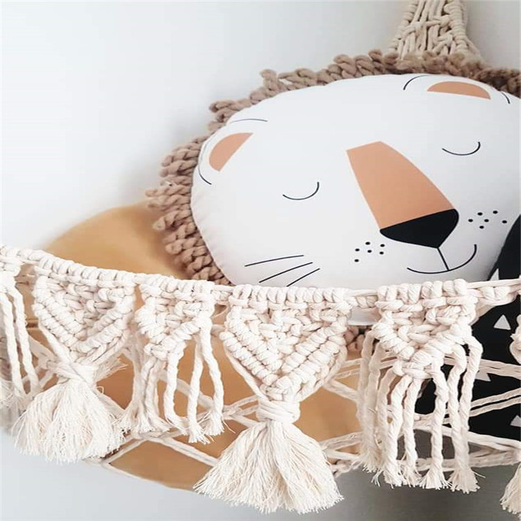 Toy Corner Hammock Large Size Macrame Toy Hammock with Wood Beads and Tassels Macrame Stuffed Animal Toy Storage Hammock