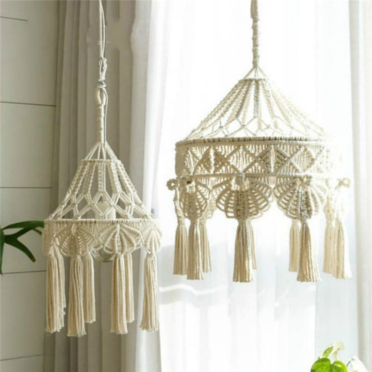 Bohemian Handmade Woven Lampshade Boho Lamp Pendant Light Fixture