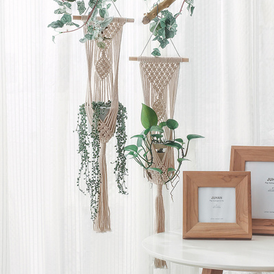 Hot Sale Boho Plant Hanger Indoor Outdoor Hanging Planter Basket Cotton Rope Macrame Plant Hangers