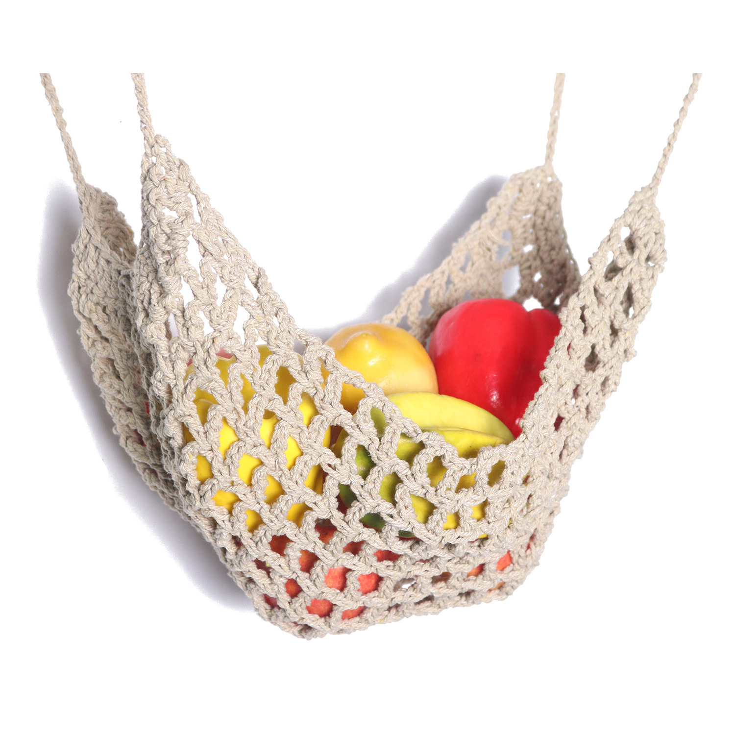 Good Quality Fruit Basket Woven Storage Bag Macrame Fruit Hammock & Vegetable Rope Hanging Basket