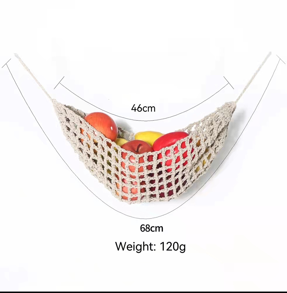 Good Quality Fruit Basket Woven Storage Bag Macrame Fruit Hammock & Vegetable Rope Hanging Basket