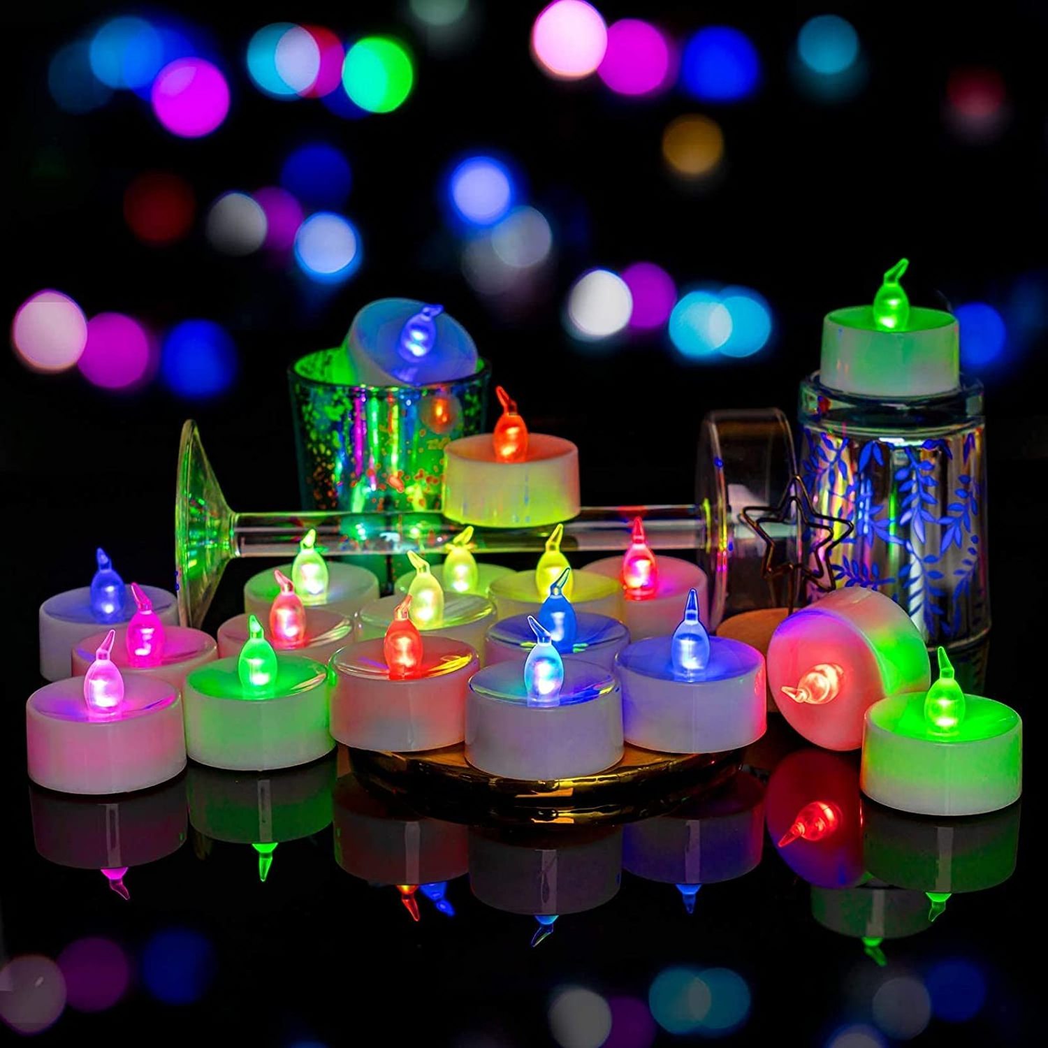 Color Changing LED Tea Lights Bulk, Tealight Candles with Colorful Lights, Battery Operated Colored Candles