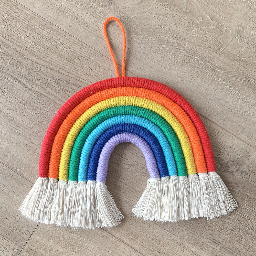 New Macrame Woven Rainbow Wall Hanging for Nursery Dorm Room Decoration//