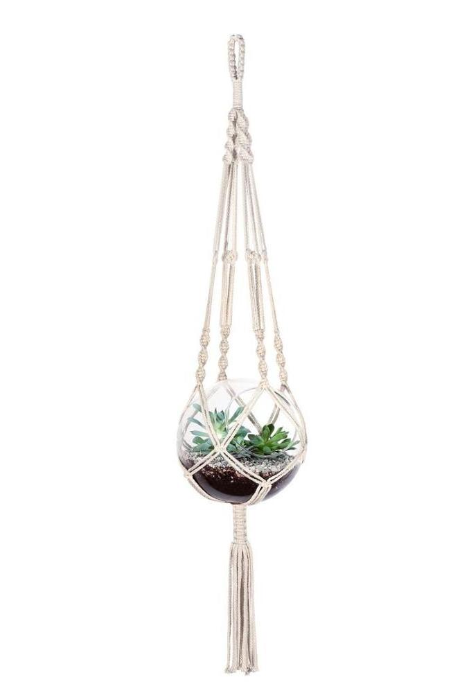 Macrame Plant Hanger Indoor Outdoor Hanging Planter Basket Cotton Rope 4 Legs, 100% Cotton Handmade Home Decor