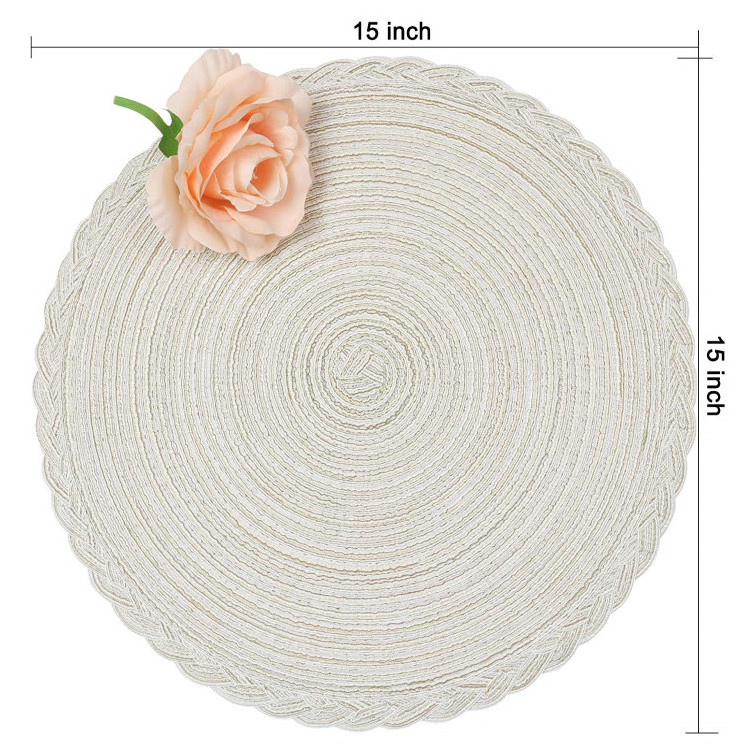 Round Cotton Placemats Dining Table Set of 6 Washable Table Mats Round Table