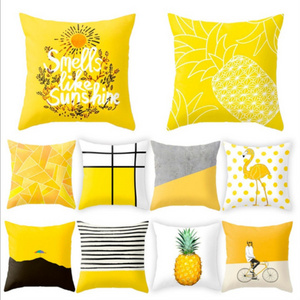 Home Decor Yellow Pillow Cover Cushion Cover with Invisible Zipper Square Pineapple Pillow Case for Home Office Decor