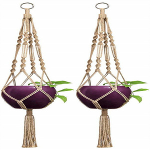 Macrame Plant Hanger Indoor Outdoor Hanging Planter Basket Jute Rope with Beads