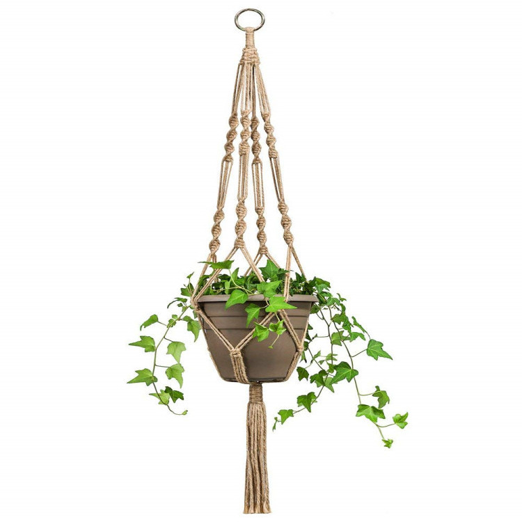 Macrame Plant Hanger Indoor Outdoor Hanging Planter Basket Jute Rope with Beads