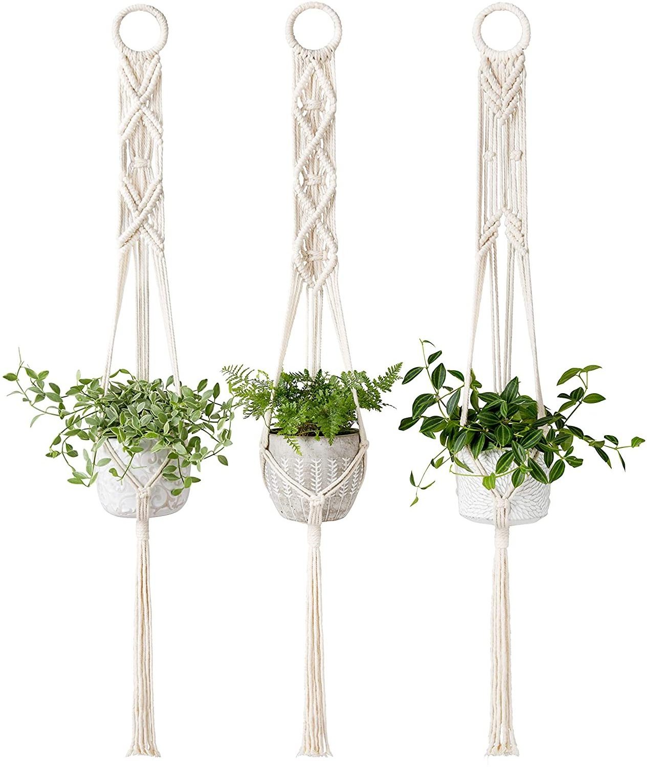 Macrame Plant Hangers Set of 3 Indoor Wall Hanging Planter Basket Flower Pot Holder Boho Home Decor