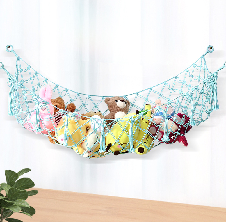 Boho Macrame Stuffed Toy Hammock Children's Room Hanging Toy Organizer for Plush Toys Teddy Bears