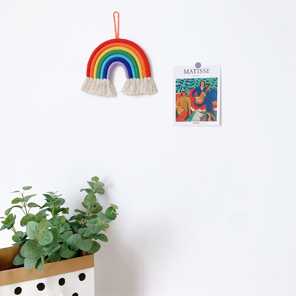 New Macrame Woven Rainbow Wall Hanging for Nursery Dorm Room Decoration//