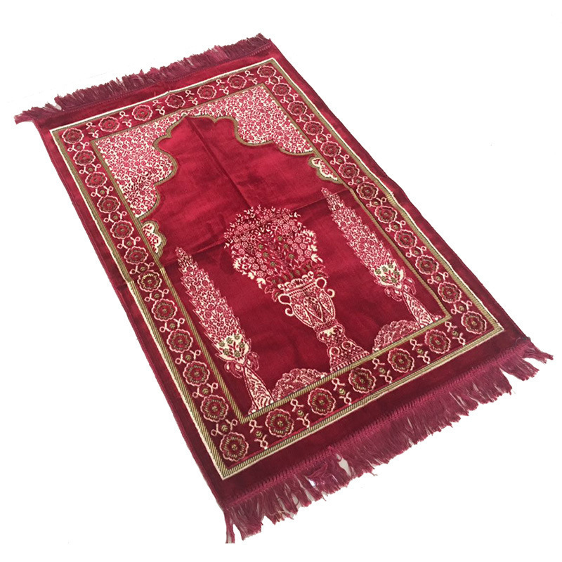 Woven carpet Turkish craft Muslim prayer rug with tassel multi-floral