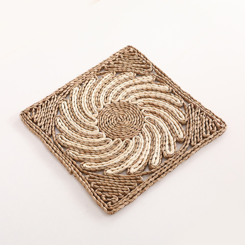 DR-NY Woven Placemats Round  Wicker Rattan Plate Chargers Round Woven Placemats for a Dining Table Water Hyacinth Wicker