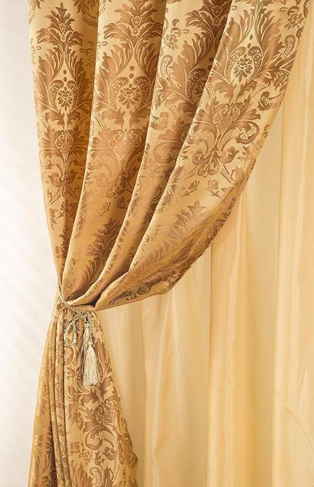 2pcs Green Jacquard Valance Fabric Curtains With Taffeta Backing And Tassels in Arab Style Design For Arabic Home