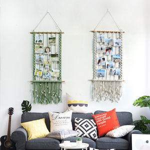 Hanging Photo Display Macrame Wall Hanging Pictures Frame Holder Boho Home Office Decor Wall Art Teen Girl Room Decor