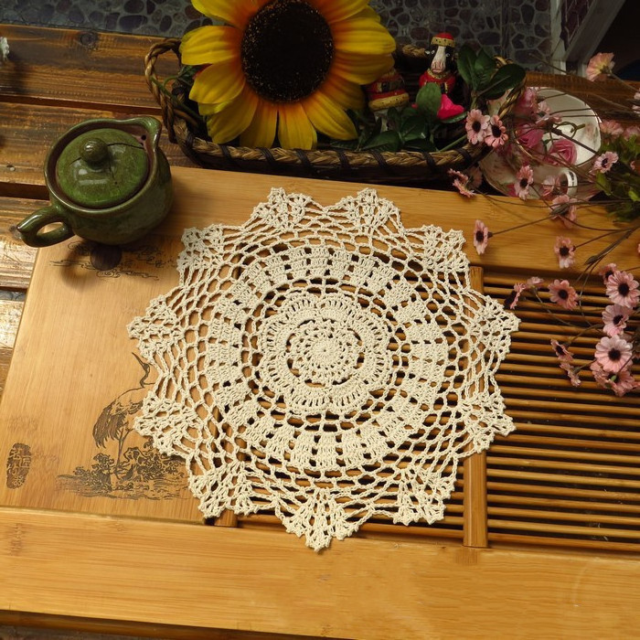 Lace Doilies Table Placemats Handmade Crochet Cloth Round Coasters Knitted Doilies for Tables Sofa Cover